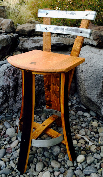 Wine Barrel Bar Stool with ring back up to 30"