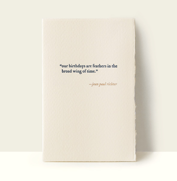 “our birthdays are feathers...” Letterpress Card “our birthdays are feathers...” Letterpress Card