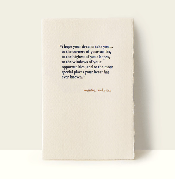 “i hope your dreams take you...” Letterpress Card “i hope your dreams take you...” Letterpress Card