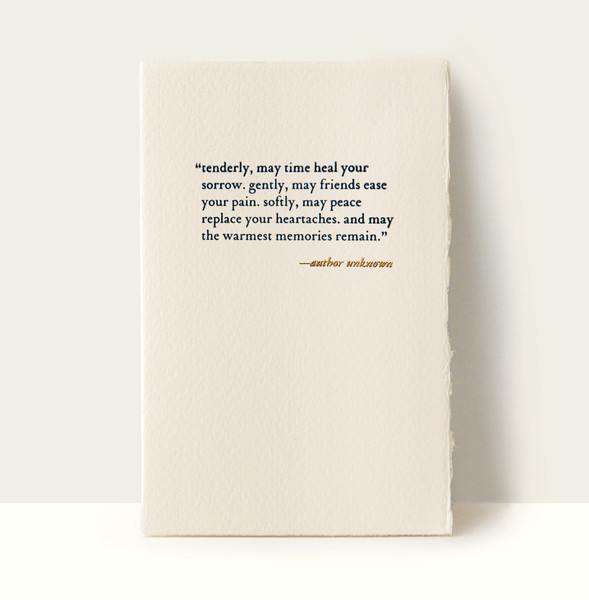 “tenderly, may time heal...” Letterpress Card