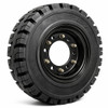 7.00x12 Black Rubber Forklift Resilient Solid Tire and Wheel | 12x5 6-Hole Split Wheel Assembly 