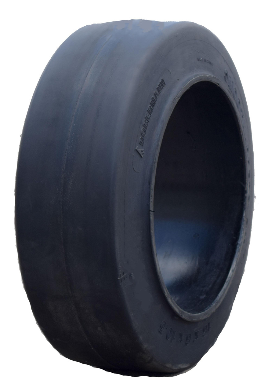 16x5x10-1/2 Black Rubber Forklift Cushion Solid Tire : SMOOTH