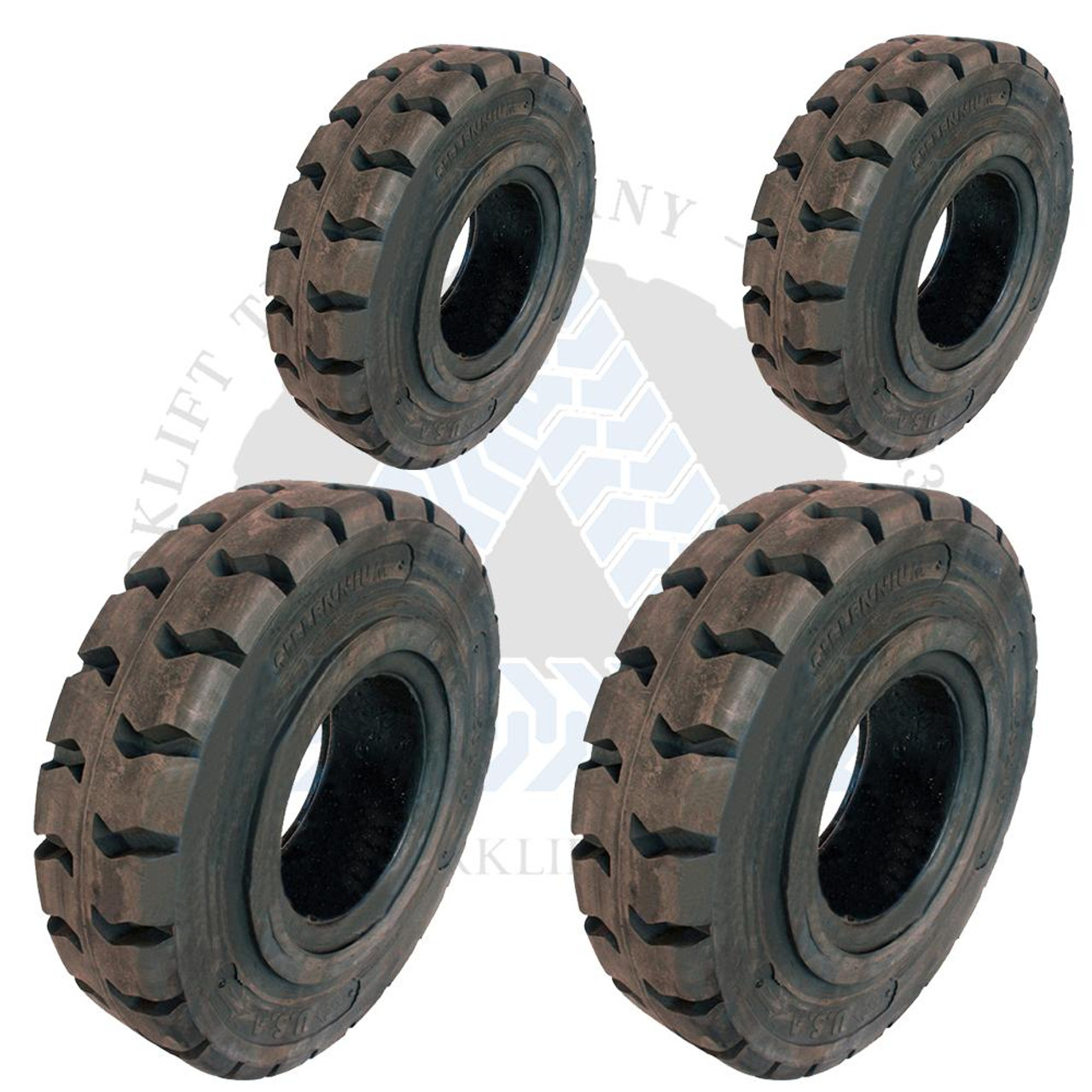 18x6x12-1/8 and 14x4-1/2x8 Black Rubber Forklift Cushion Solid Tires | 4X  DEAL