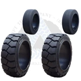 21x7x15 and 16x6x10-1/2 Black Rubber Forklift Cushion Solid Tires | 4X DEAL