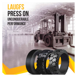 LAUGFS Press-On Forklift Tires Guide: Cross-Linked Rubber-to-Steel Bands, Tread Options, Sizes & Load Ratings