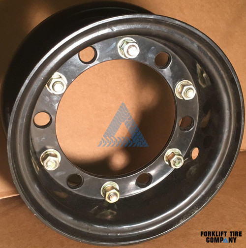 6.00x9 Black Rubber Forklift Resilient Solid Tire and Wheel | 9x4 6-Hole Split Wheel Assembly (Wheel)