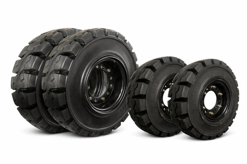 6.50-10 (5.0") and 5.00-8 (3.0") Solid Resilient Tires on Wheels Assembled | 4X TWA DEAL