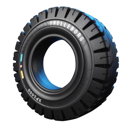 EZ Click-style 28x9-15 7.00 Trelleborg XP1000 Forklift Resilient Solid Tire : Black Rubber Traction also written as 8.15x15 (7.00)