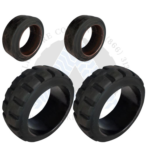 21x7x15 And 16x5x10 1 2 USA Made Cushion Press On Tires 4X DEAL 21x7x15-and-16x5x10-1-2-usa-made-cushion-press-on-tires-4x-deal