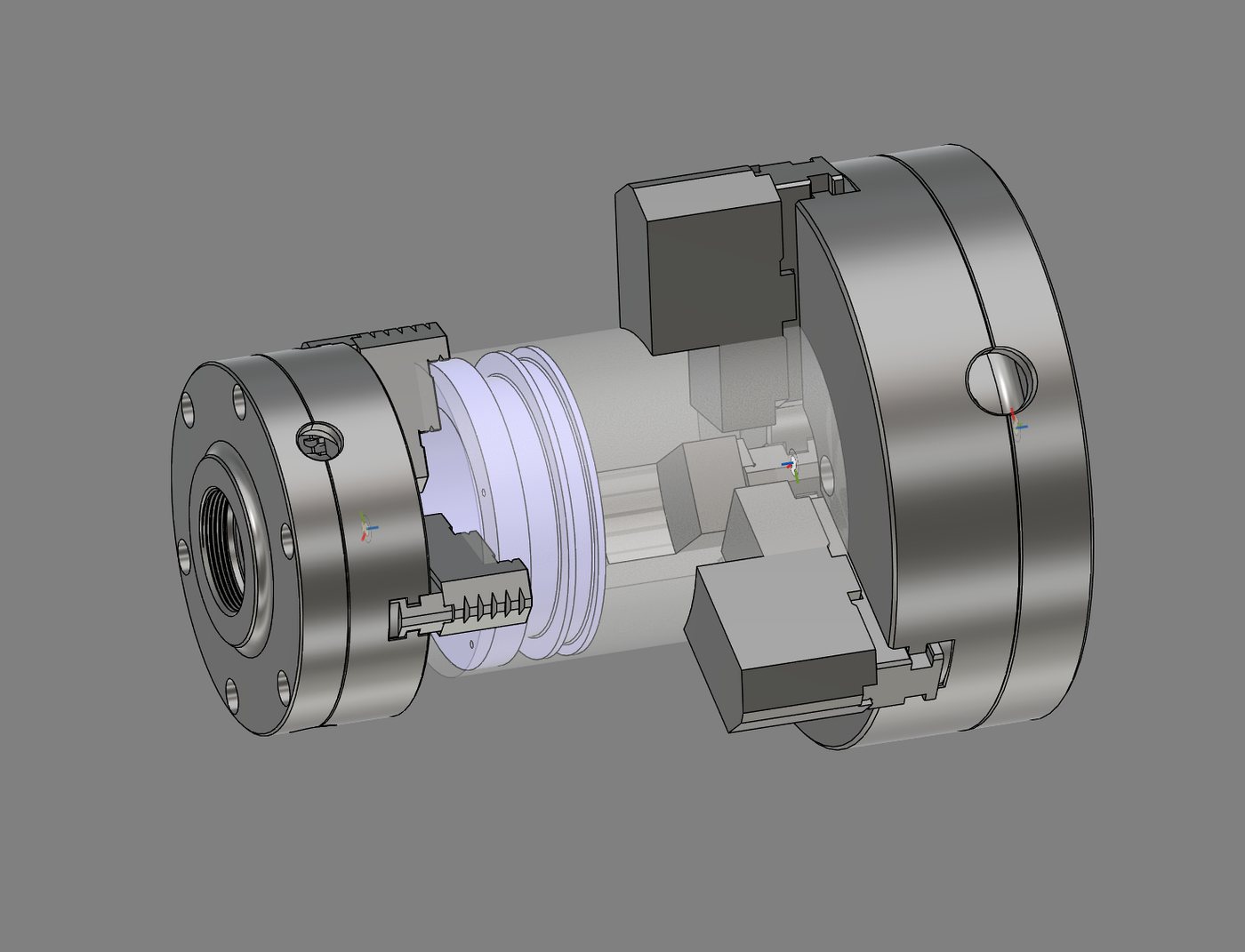 A workholding assembly modelled in CAD