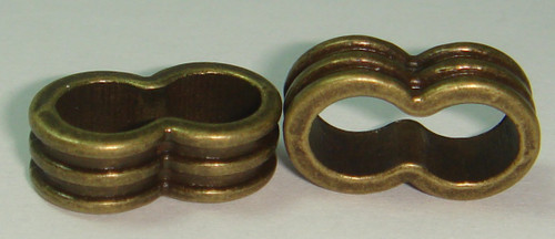 Stripe Double Barrel Sliders 5mm  Antique Bronze