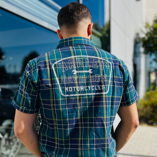 SHIRT-WOVEN,BLUE PLAID