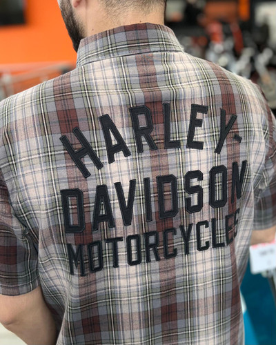 Men's Racer Font Yarn Dye Plaid Shirt