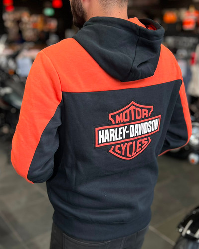 Harley-Davidson Zip Hoodie Essential Color Blocked Black/Orange