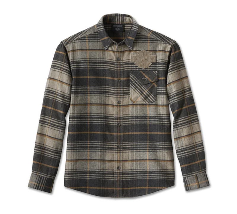 Men's Bar & Shield Premium Shirt - Grey Plaid
