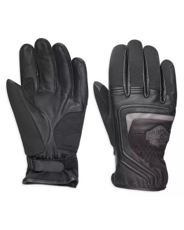 Harley-Davidson® Men's B&S Logo Leather & Mesh CE Gloves