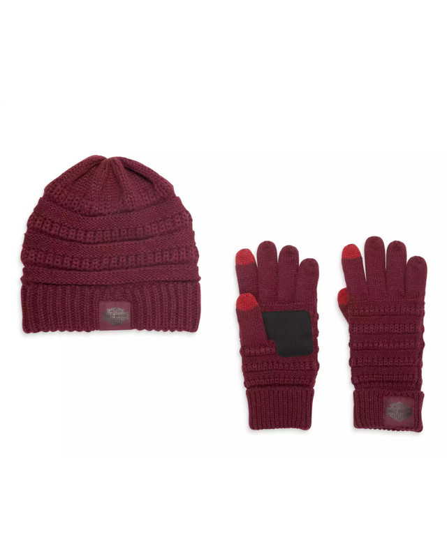 Harley-Davidson® Women's Open Road Knit Hat & Glove Set - Tawny Port