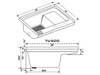 Drawing shows left hand drain tub, but measurements are the same for both drain styles.