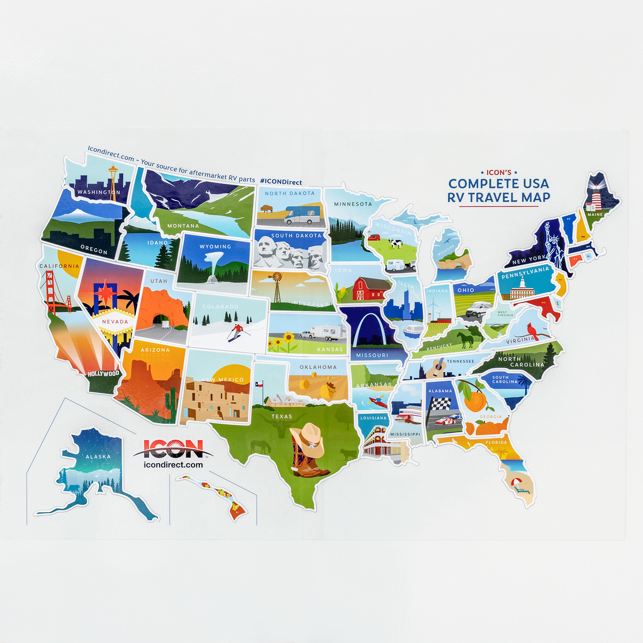 50 Pcs USA State Stickers Travel United States of America Sticker American