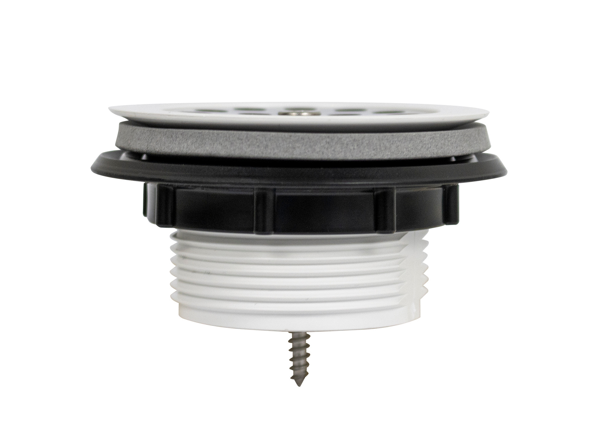 RV Drain for Shower, Plastic w/ Grille, 1 1/2", White