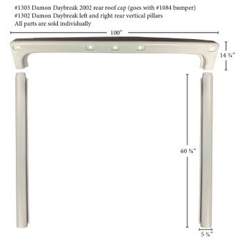 #1303 Damon RV fiberglass rear roof cap - ICON Technologies