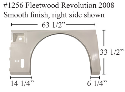 #1256 Fleetwood Revolution RV single fiberglass fender skirt RIGHT SIDE