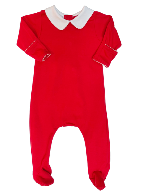 Red Basics Collared Footie