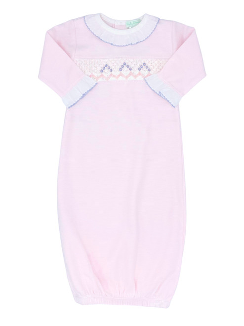 Pink/Blue Smocked Gown - NB