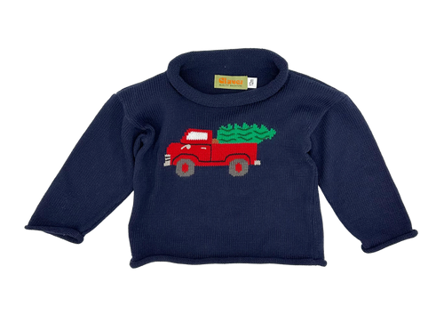 Navy Tree Truck Sweater