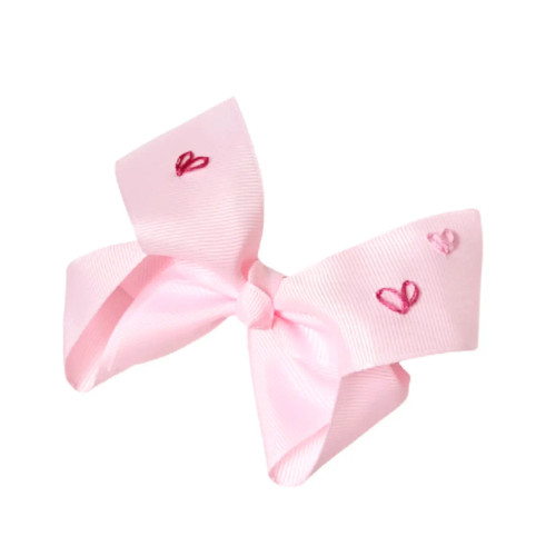 Pink Heart Stitched Bow