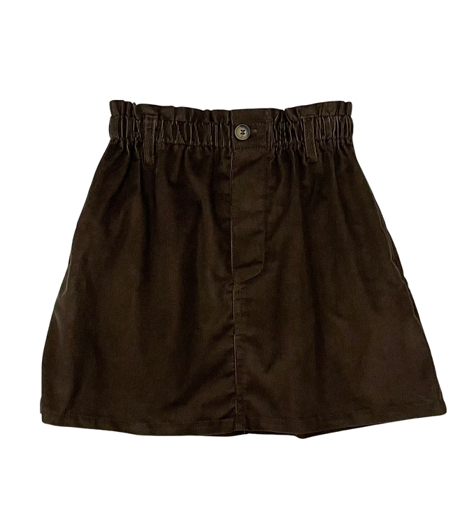 Chocolate Cord Paperbag Skirt