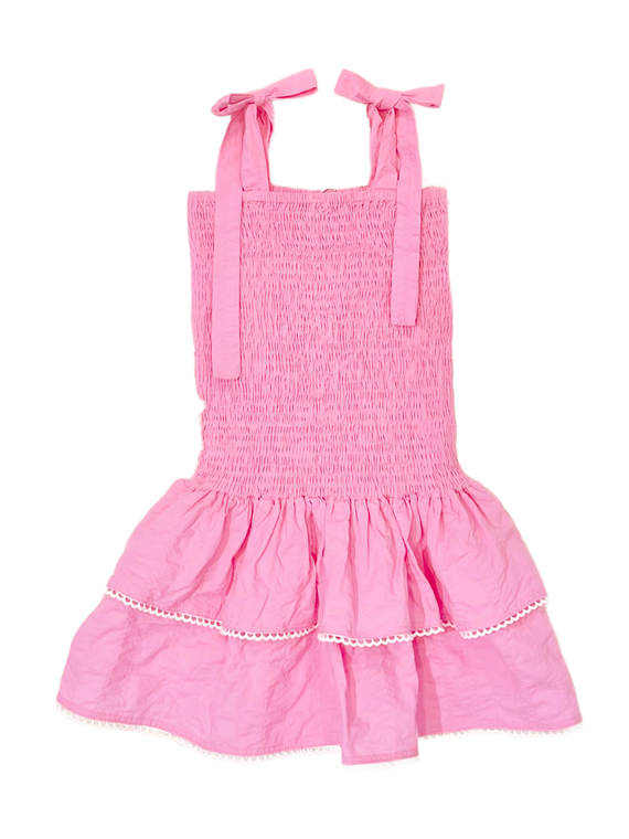 Pink Smocked Tiered Dress