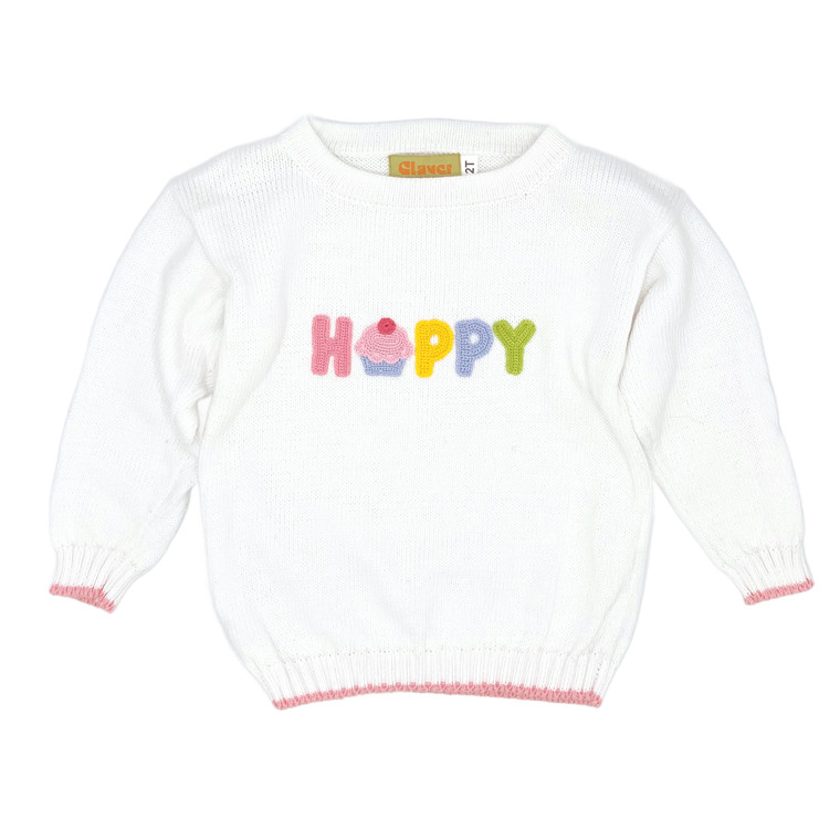 White Happy Cupcake Sweater