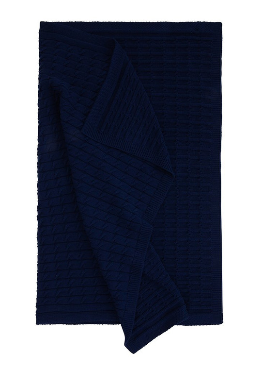 Navy Cable Knit Blanket