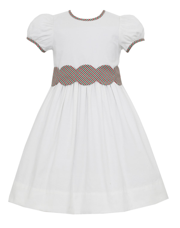 White Cord/Plaid Waist Dress