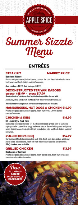 Summer Sizzle Menu