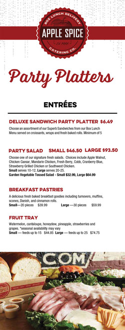 Party Platter Menu