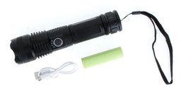 2000 Lumen Adjustable Focus Rechargeable Black Flashlight