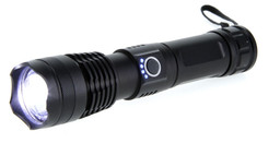 2000 Lumen Adjustable Focus Rechargeable Black Flashlight