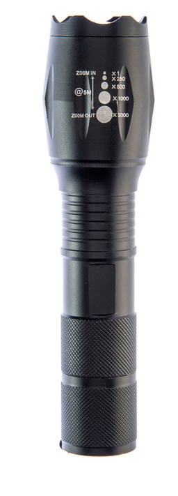 10 W LED/500 Lumen Adjustable Beam Black Flashlight W/Tactical Switch