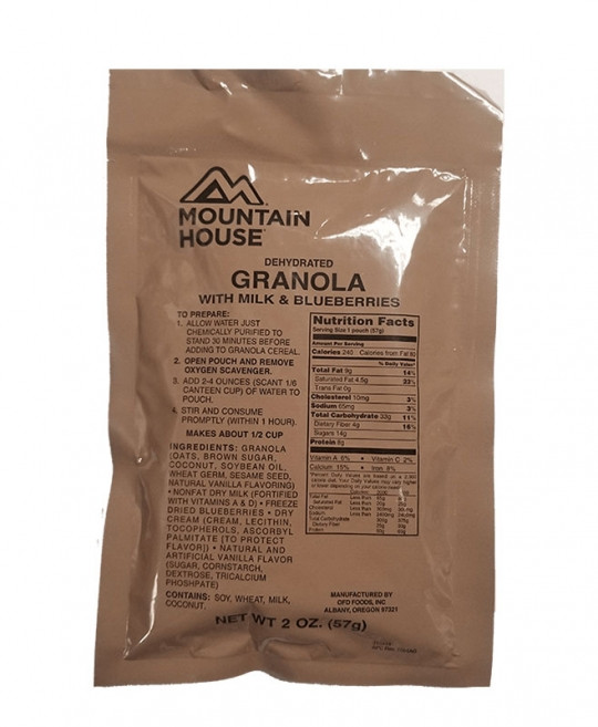 MILITARY Mountain House Granola w/ Blueberries & Milk Pouch