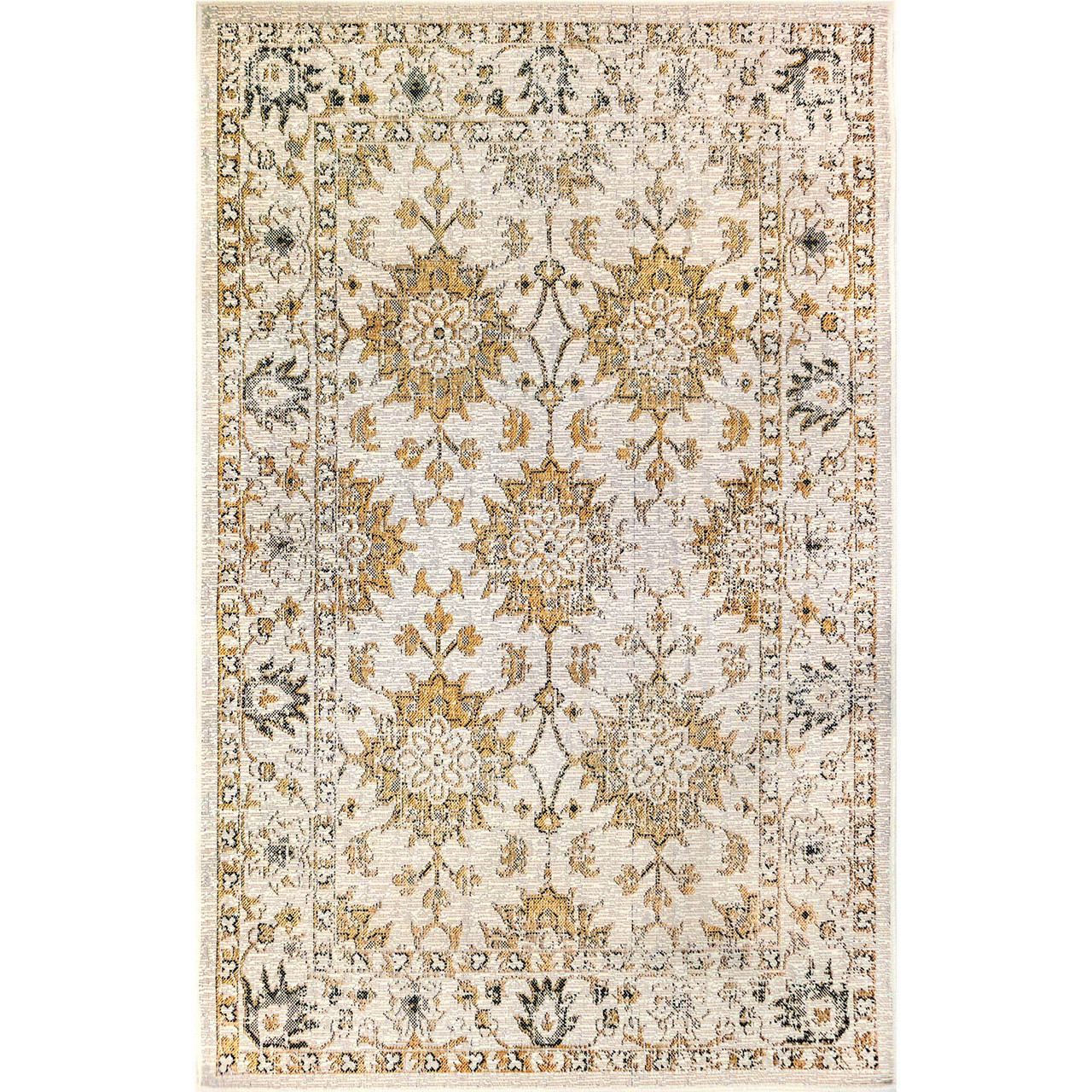 ＊フラー・デラクールさま専用 Vintage rug 07＊ Trans Ocean Liora Manne Carmel 8418/12 Vintage Floral Sand Area Rug