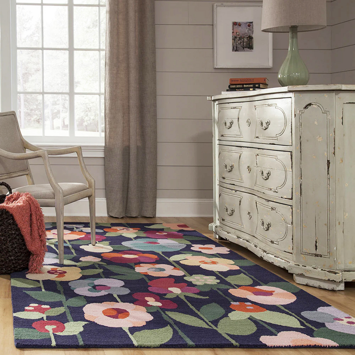 Momeni Newport NP-14 Navy Floral Area Rug