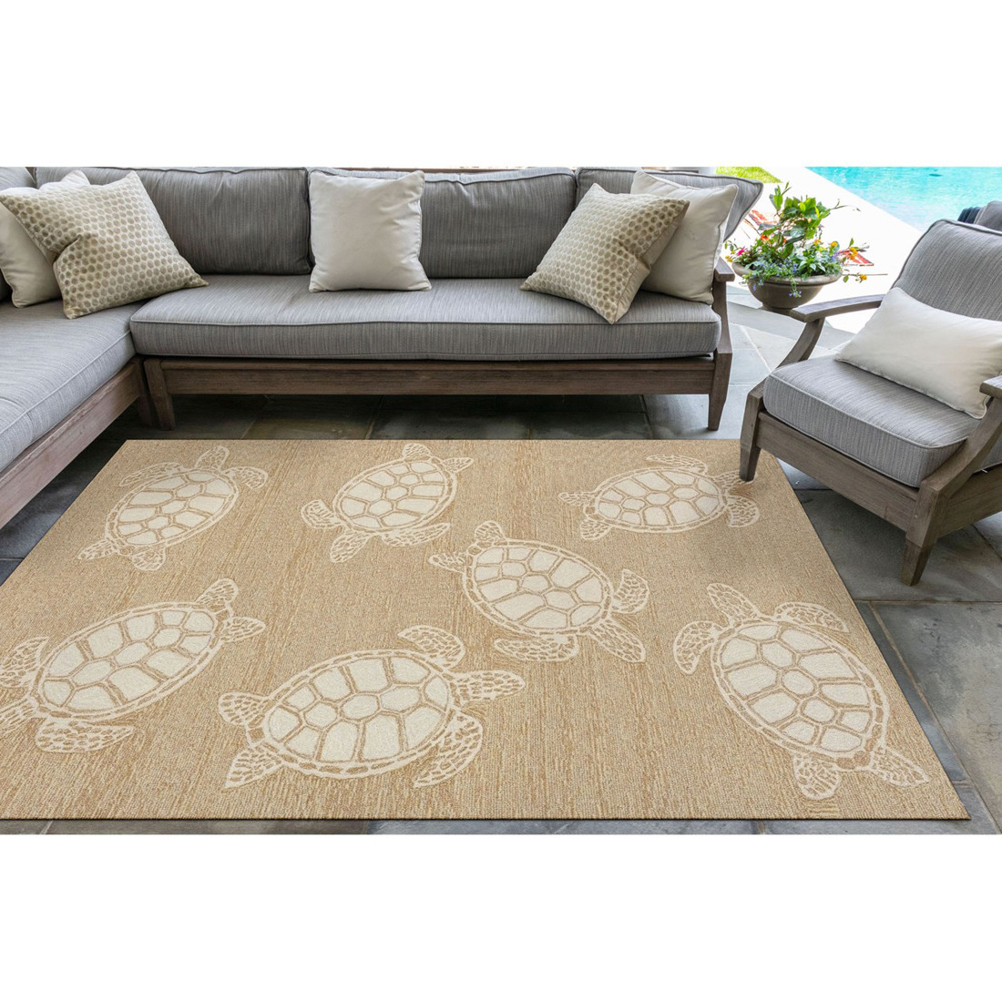 Liora Manne Capri Turtle Neutral Indoor-Outdoor Rug | Rug Goddess