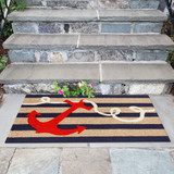 Trans Ocean Liora Manne Frontporch 1400/33 Anchor Navy Rug Side