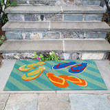 Trans Ocean Liora Manne Frontporch 1405/03 Flip Flops Blue Area Rug