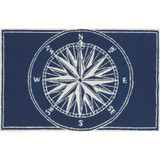 Trans Ocean Frontporch 1447/33 Compass Navy Area Rug