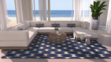 Momeni Leiden LEI-1 Navy Blue Coastal Rug in living room