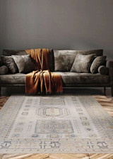 Couristan Hamadan Oman 6122/1001 Ivory Area Rug in earth tone living room