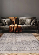 Couristan Hamadan Tasman 6124/3001 Brown Area Rug in living room setting